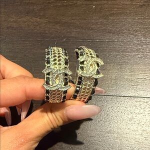 Black and Silver hoop earrings